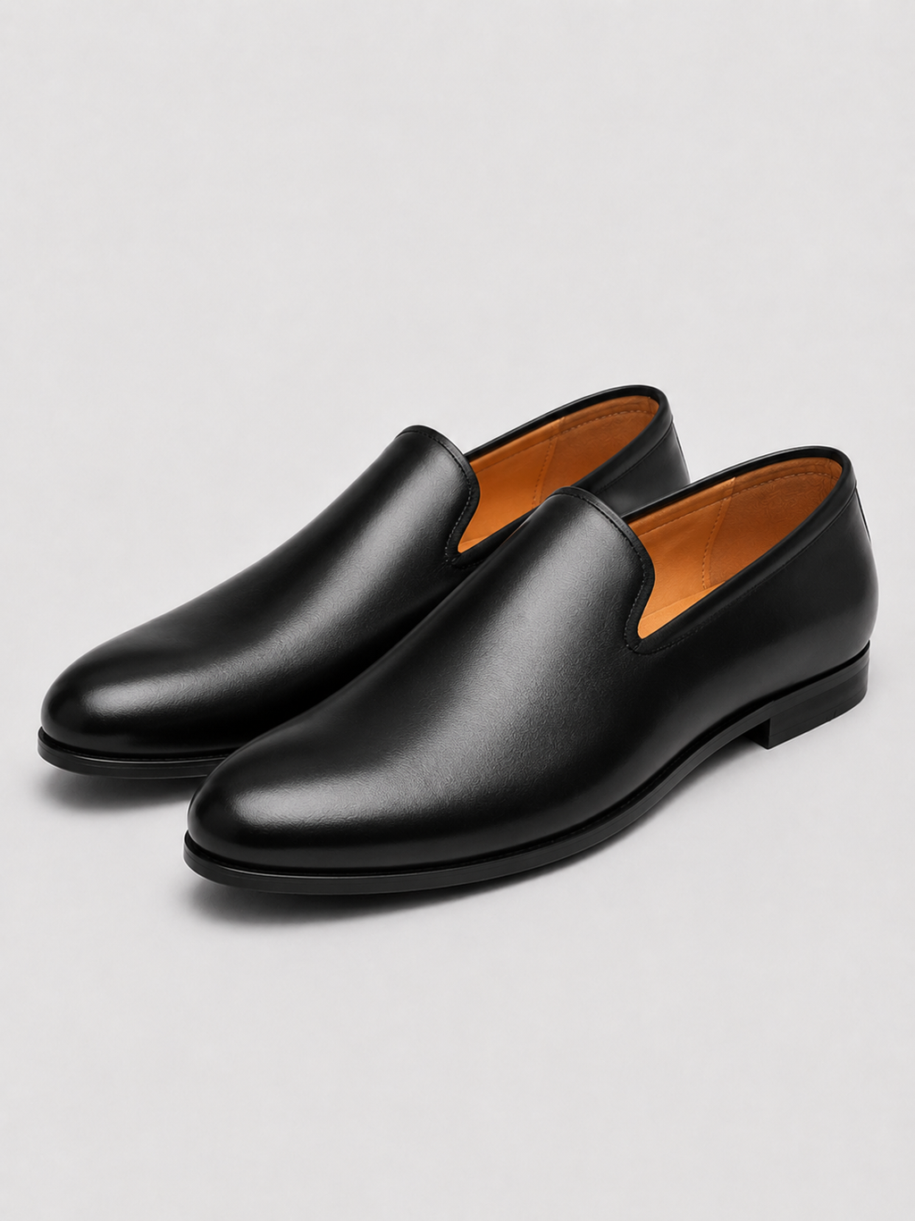 Black leather driving loafers for men lightweight formal shoes for wedding and office outfits