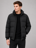 Men’s Puffer Jacket Thick Warm Solid Color Zip-Up Winter Casual Coat for Everyday Wear