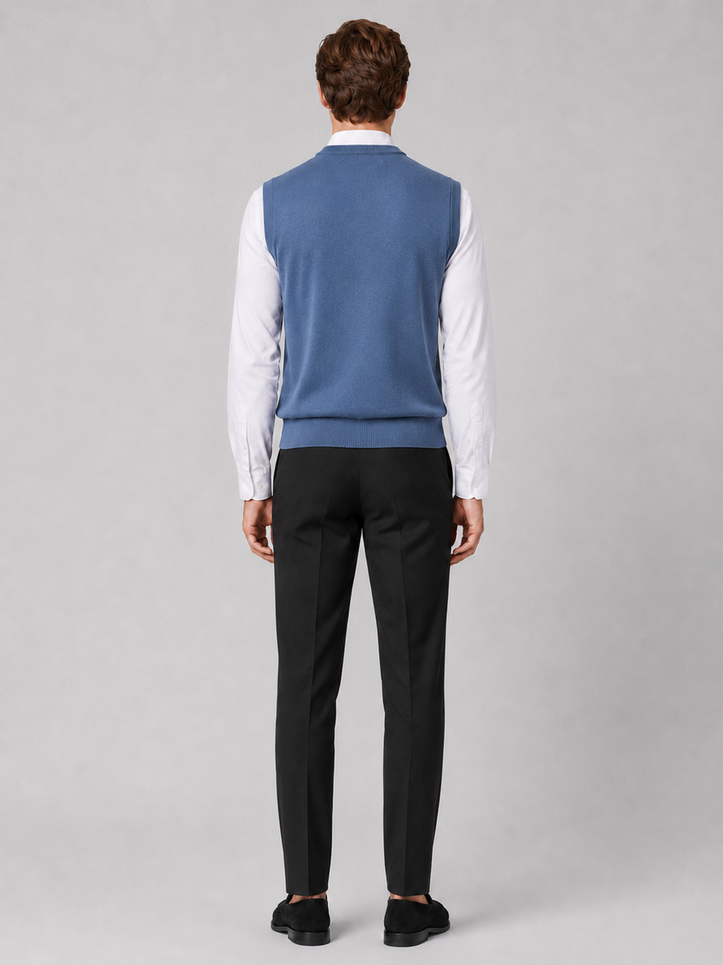Men’s blue lightweight knit sweater vest comfortable sleeveless layer for office and everyday outfits