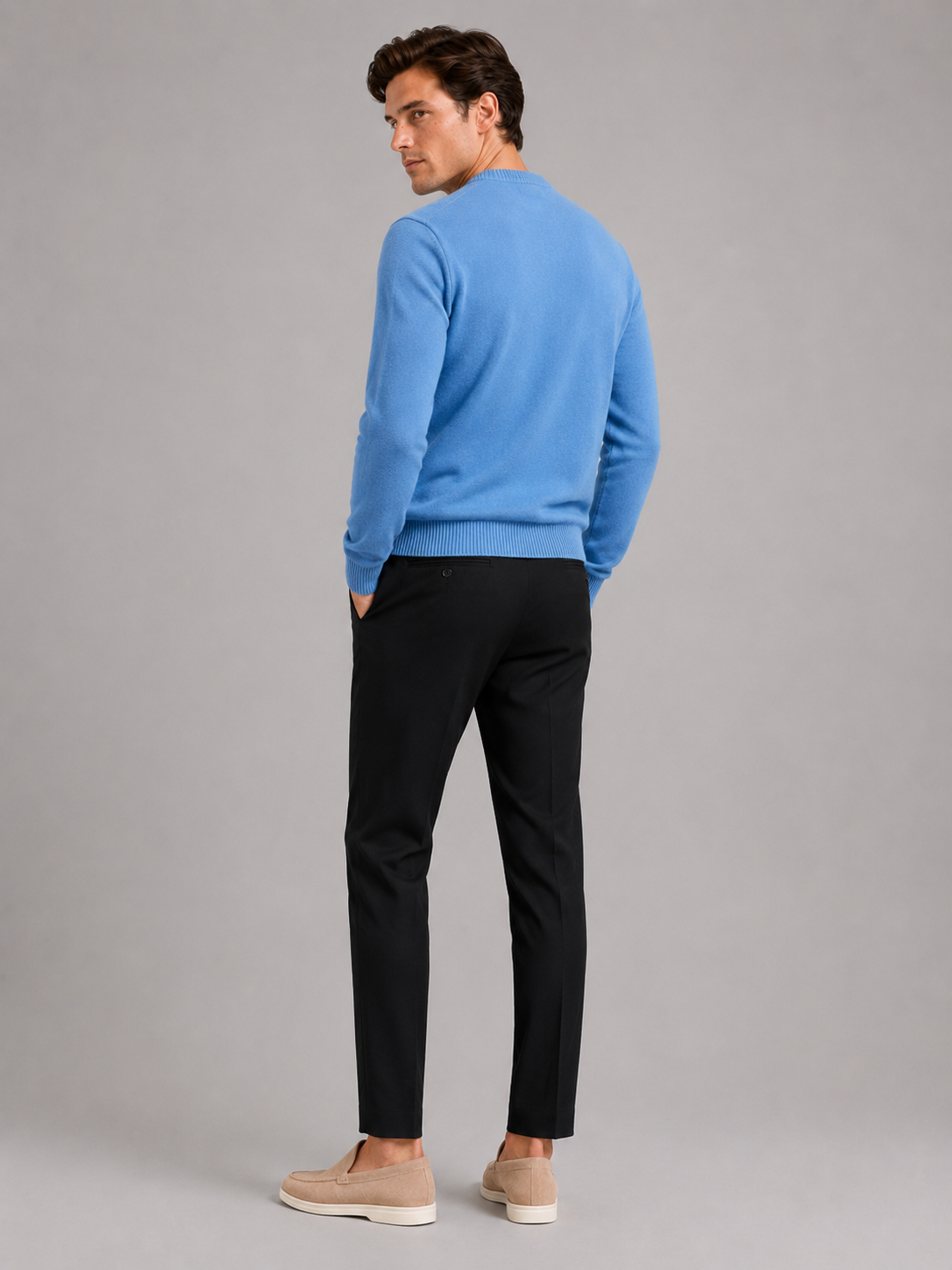 Men’s blue knit sweater comfortable relaxed fit top for casual cold weather outfits