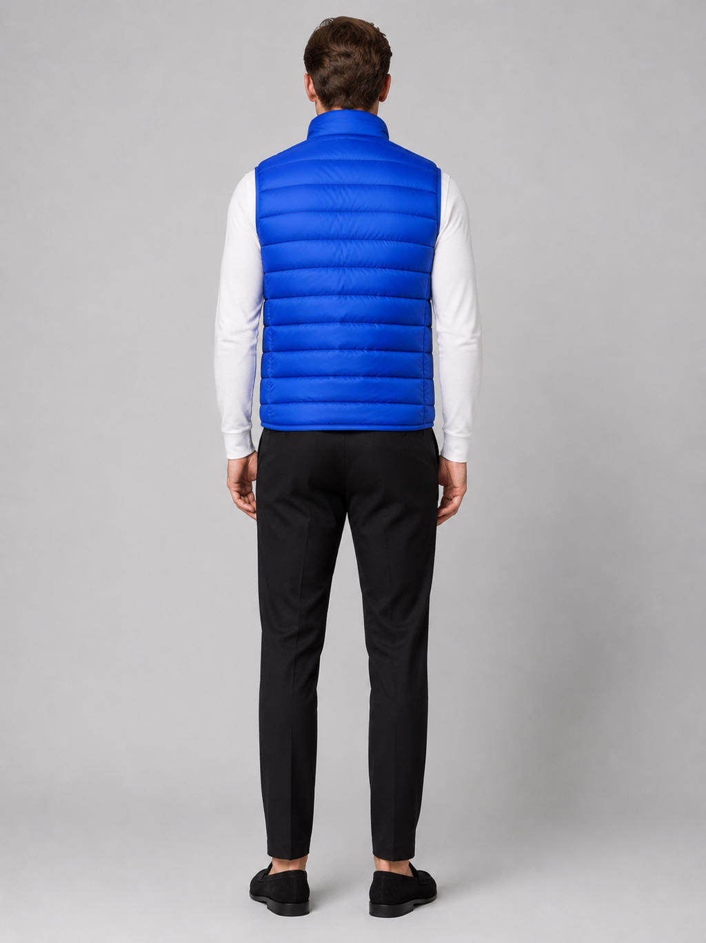Men’s blue lightweight puffer vest comfortable insulated outerwear for casual and outdoor outfits