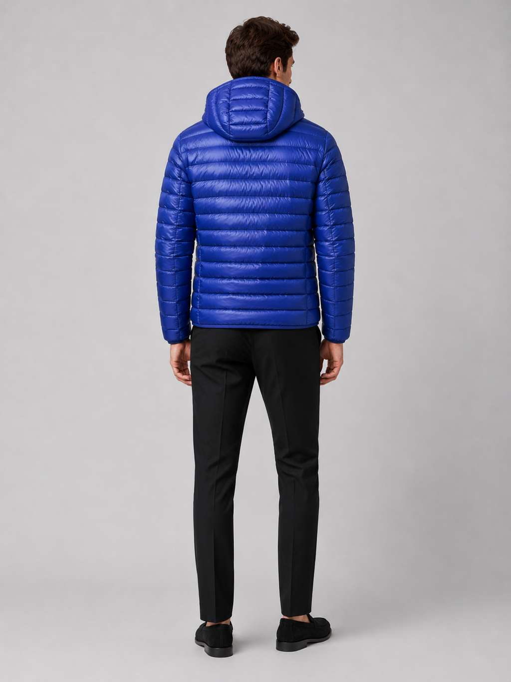 Men’s blue thermal down jacket comfortable lightweight outerwear for casual and outdoor outfits