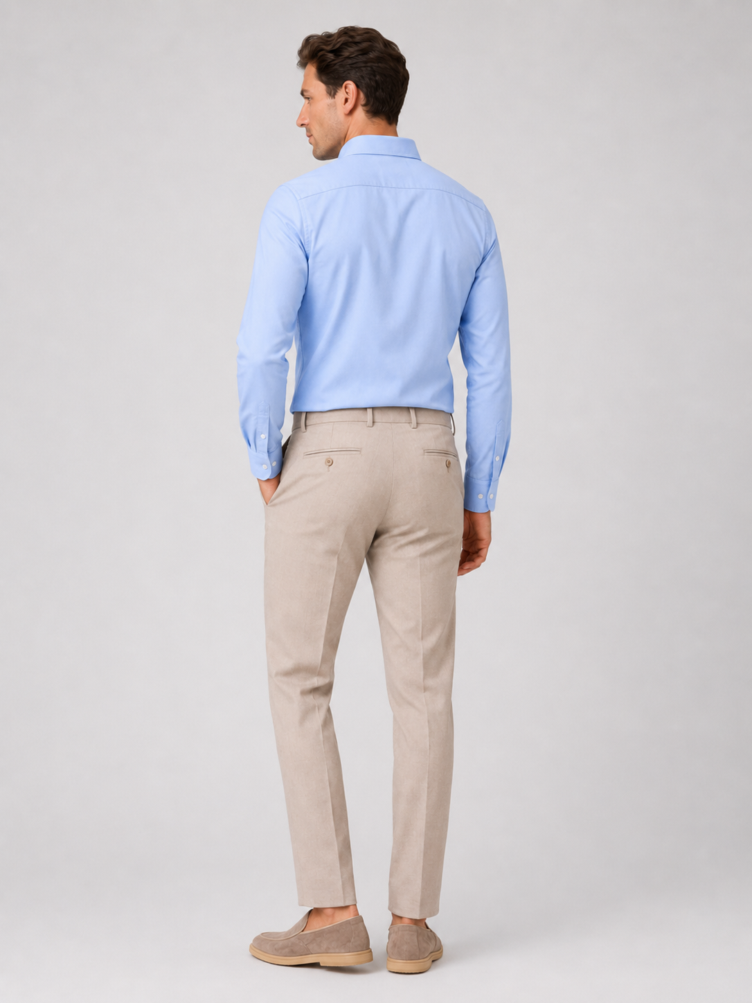Men’s blue button up oxford shirt classic summer top for vacation and smart casual outfits
