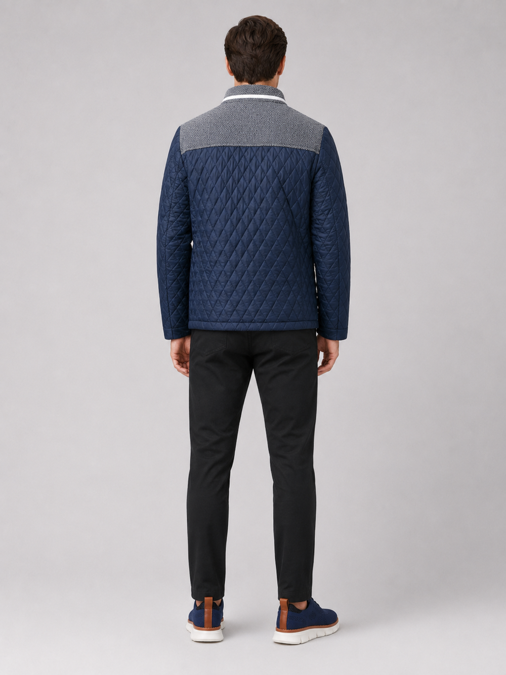 Men’s blue quilted jacket comfortable casual layer for weekend and everyday outfits