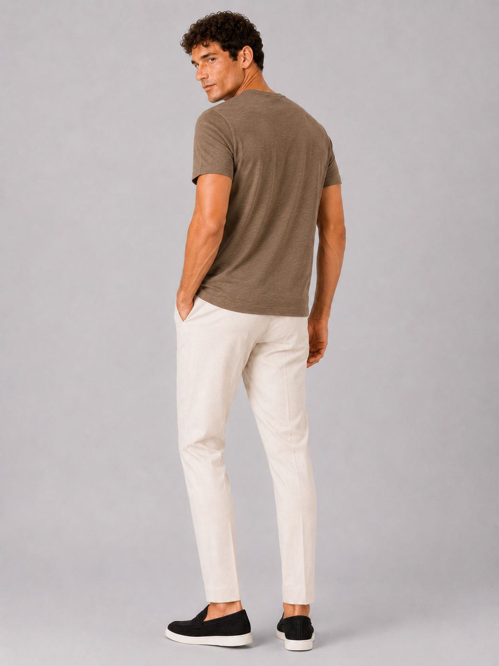 Men’s brown short sleeve cotton t shirt soft casual basic for everyday outfits