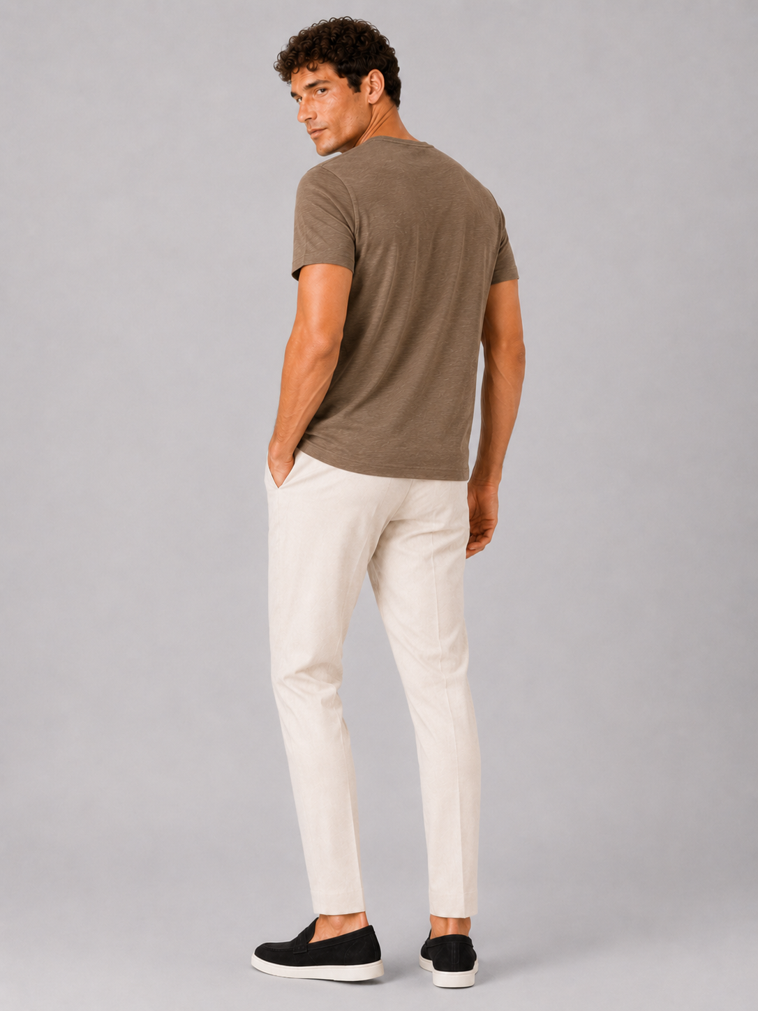 Men’s brown short sleeve cotton t shirt soft casual basic for everyday outfits