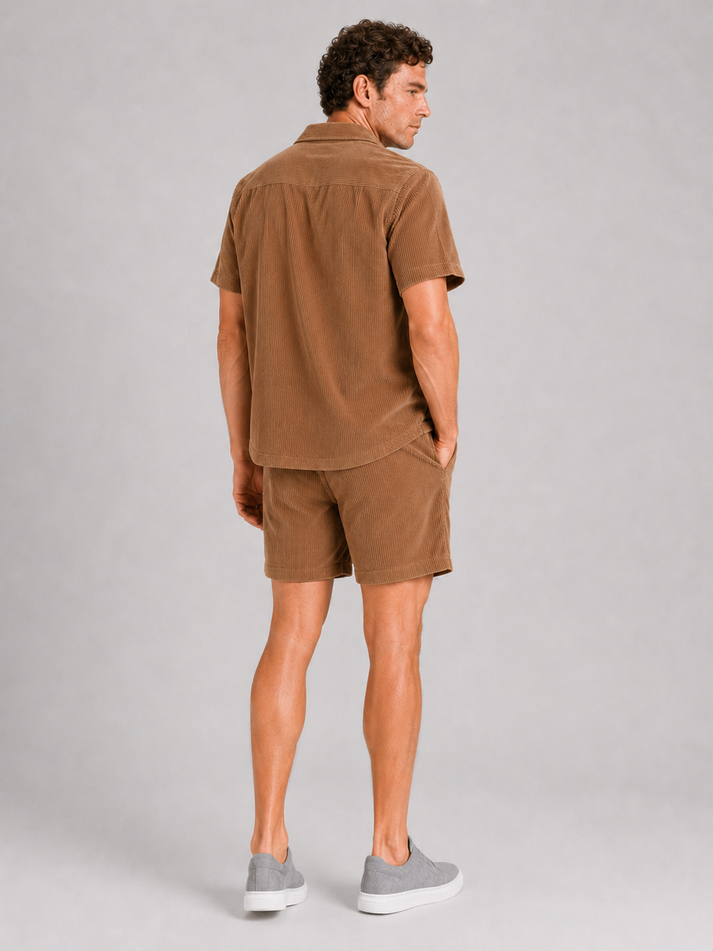 Men’s brown summer co ord set comfortable vacation outfit for casual and resort wear