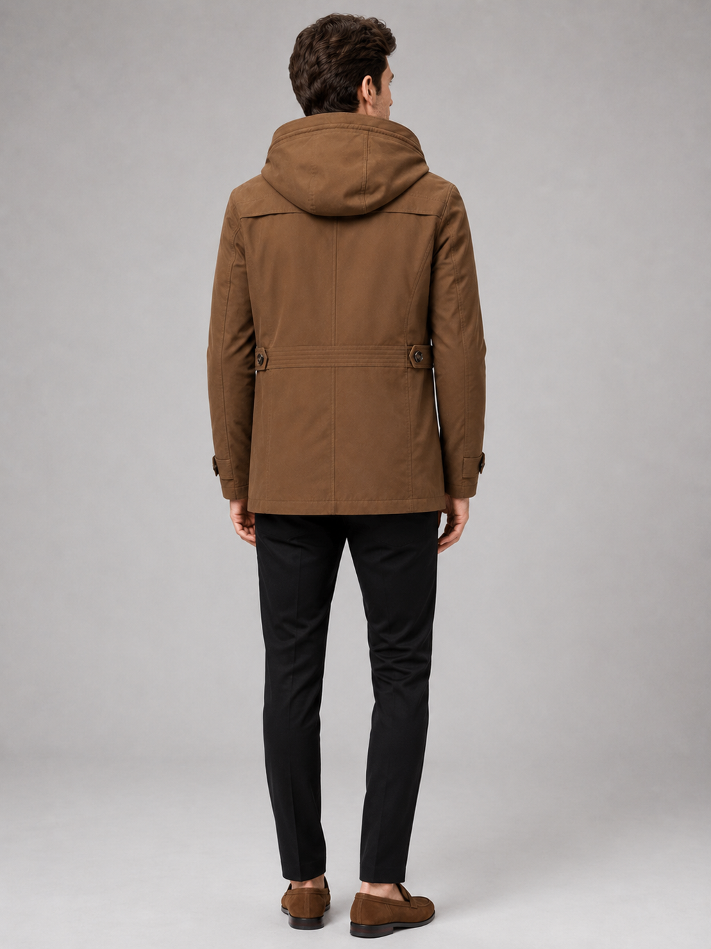 Men’s brown thick cotton trench coat comfortable casual layer for outdoor and commuting outfits