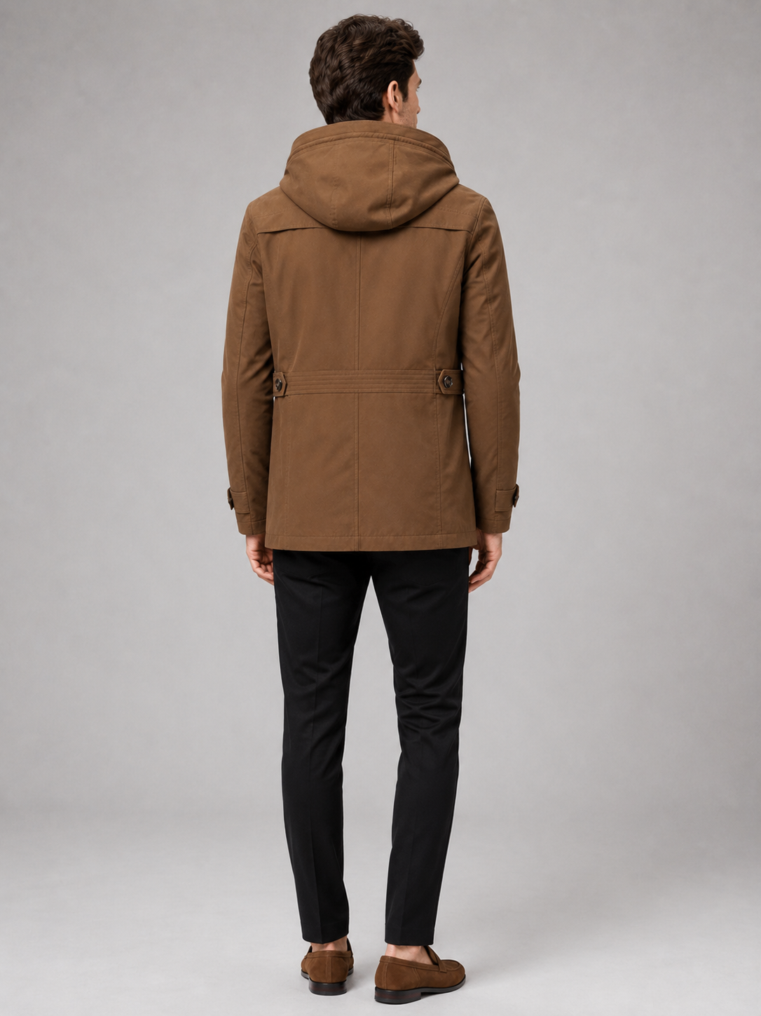 Men’s brown thick cotton trench coat comfortable casual layer for outdoor and commuting outfits