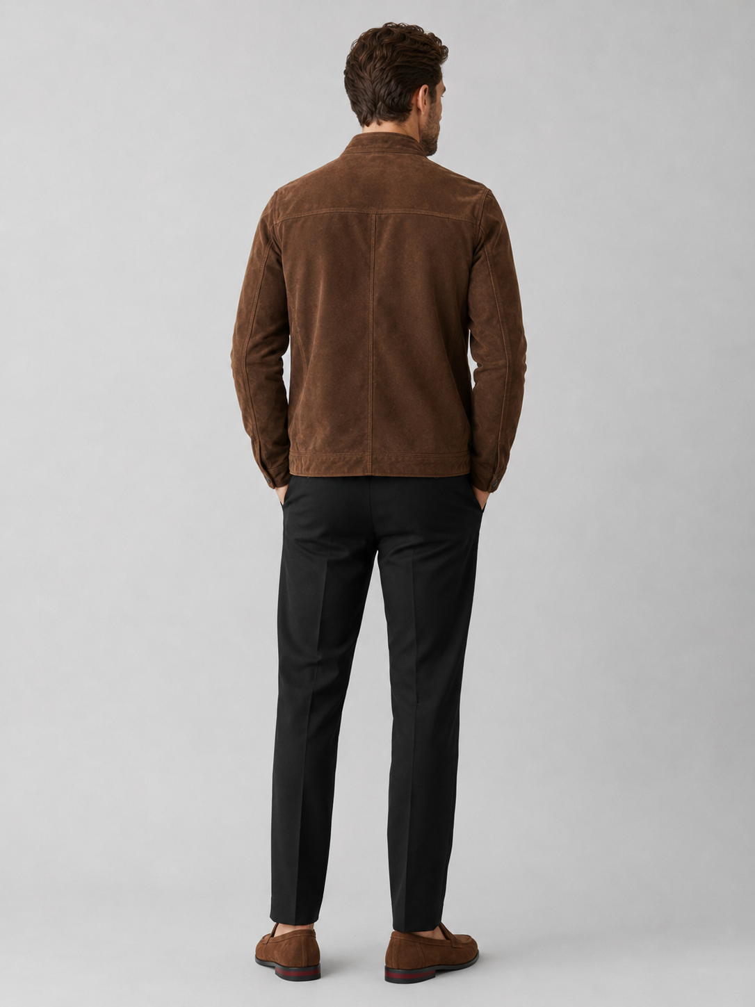 Men’s brown suede jacket comfortable lightweight layer for streetwear and everyday outfits