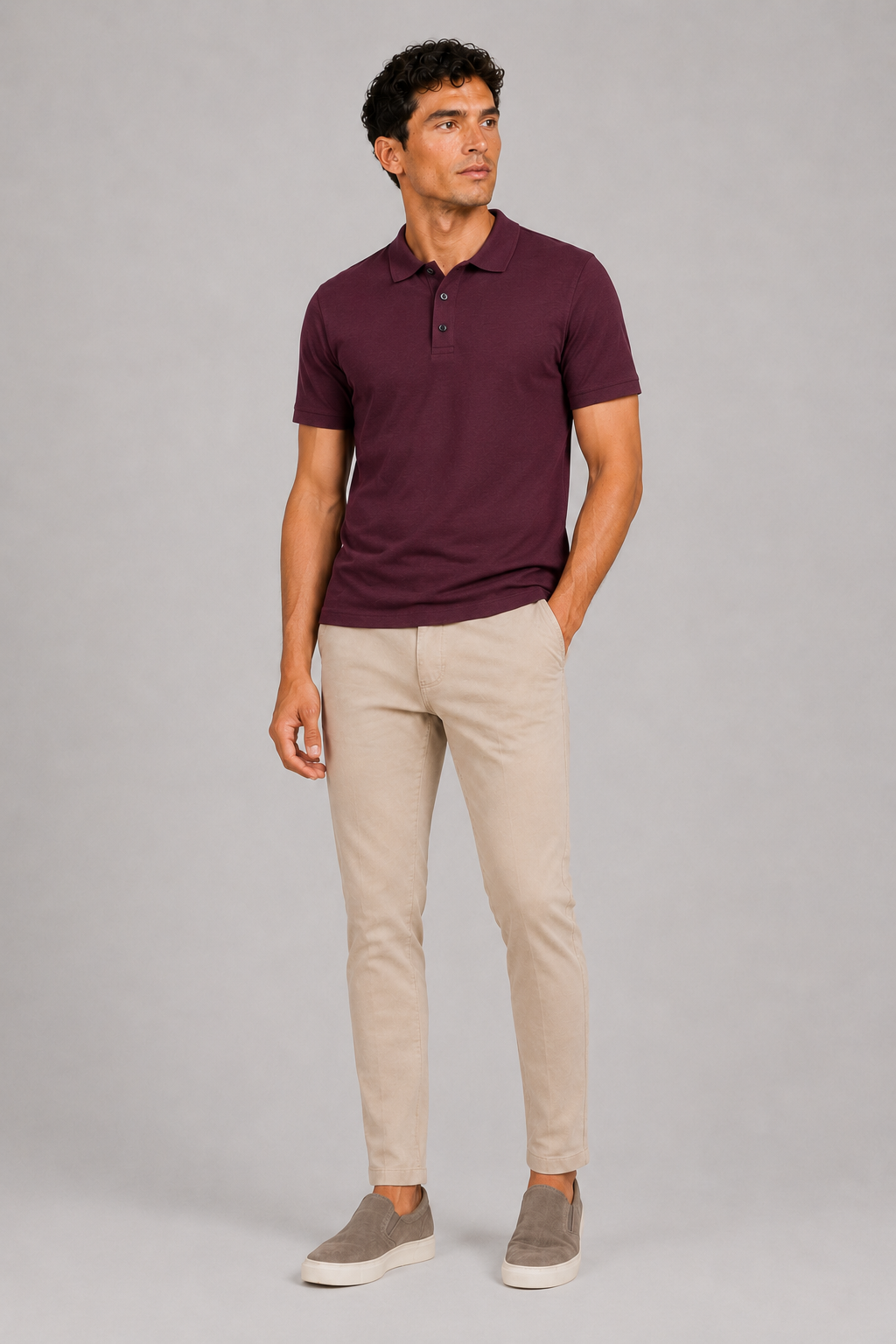 Burgundy short sleeve polo shirt for men lightweight breathable golf and summer wear