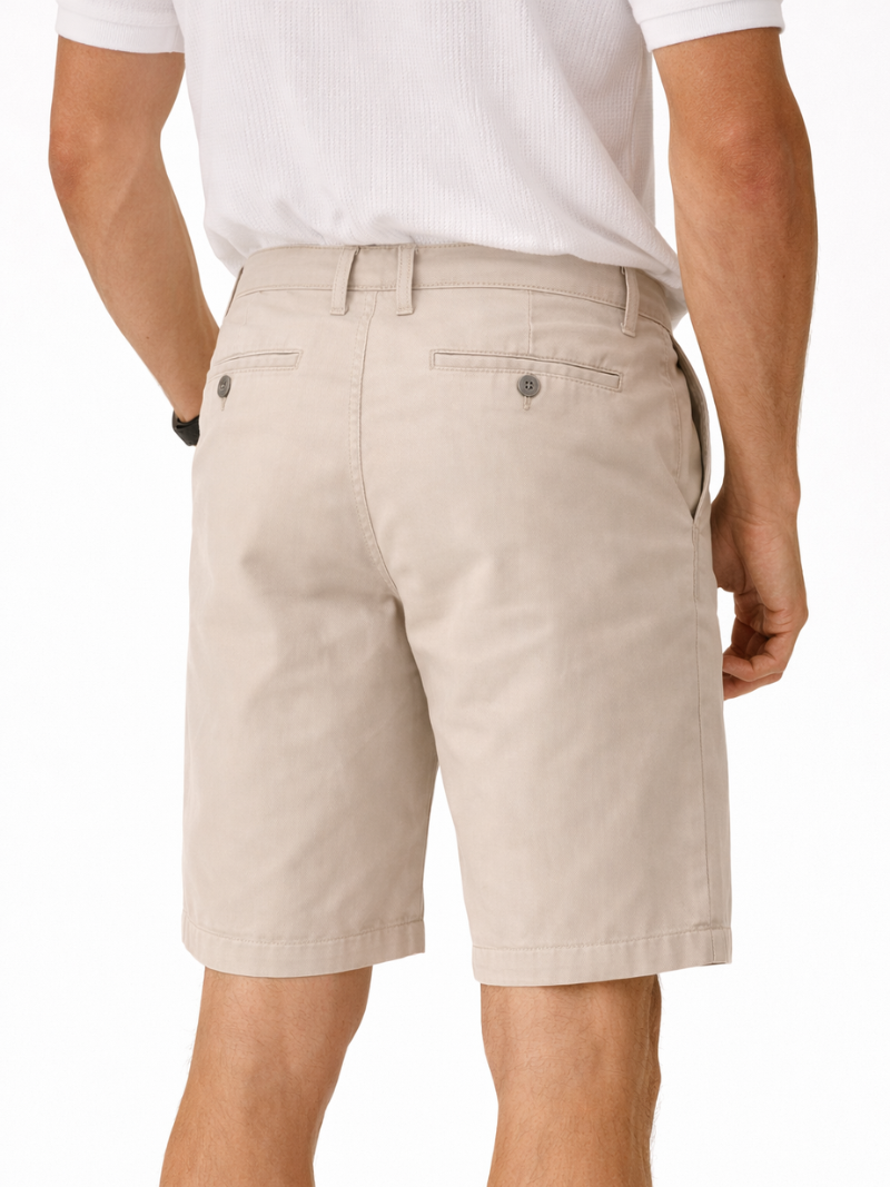 Men’s beige chino shorts cotton fabric soft comfortable casual and vacation wear