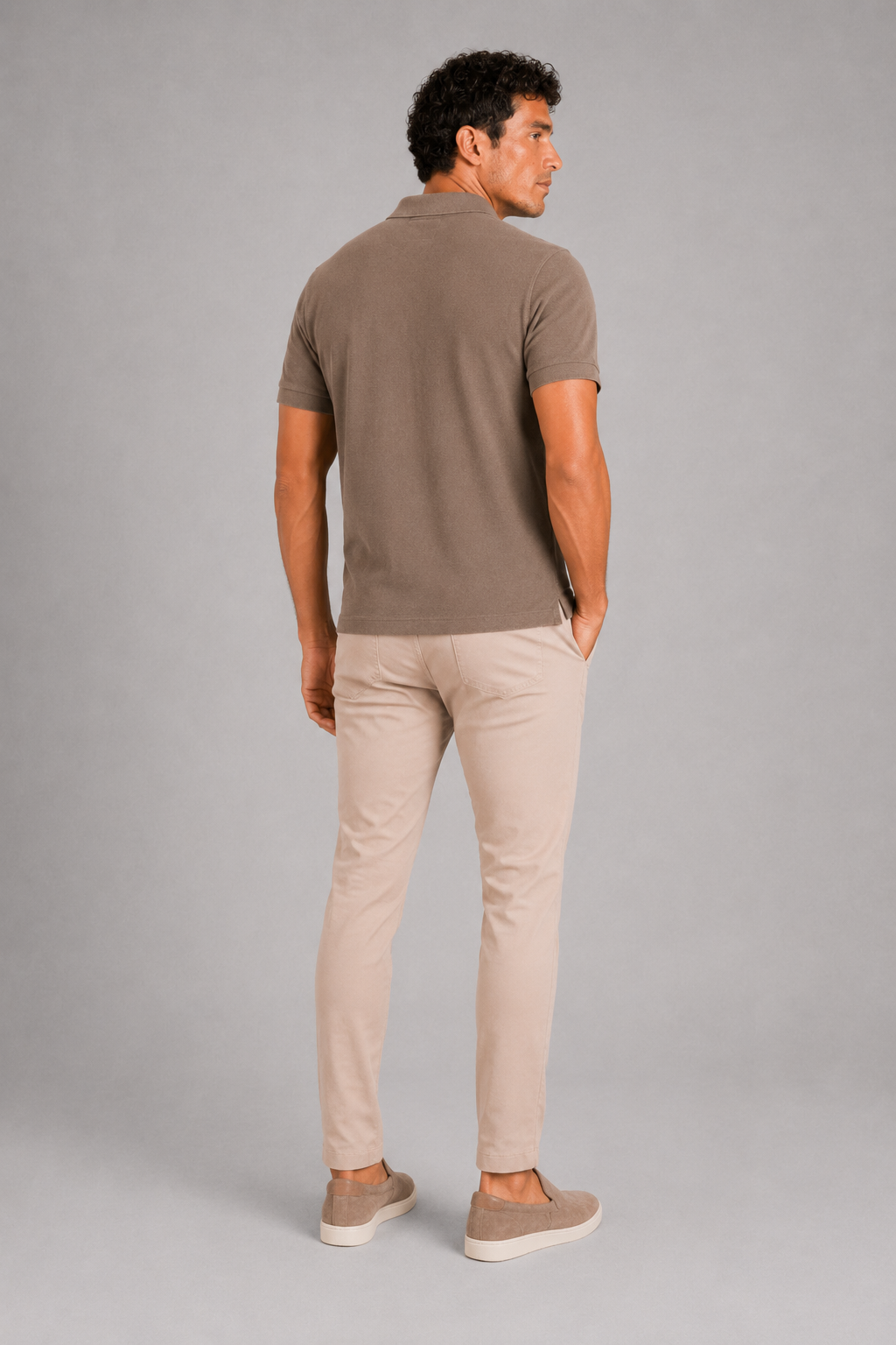 Men’s coffee business casual polo shirt soft comfortable summer top with polished fit