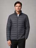 Men wearing granite down puffer jacket stand collar windproof waterproof winter outdoor style