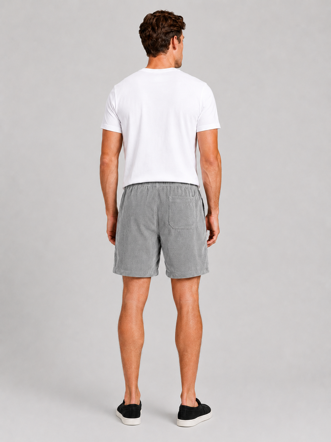 Gray corduroy shorts for men loose fit summer bottoms for beach and outdoor wear