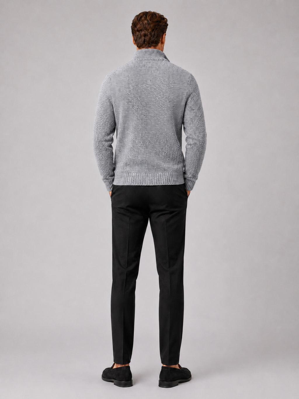 Men’s gray fleece knit cardigan comfortable fall winter layer for casual and outdoor outfits
