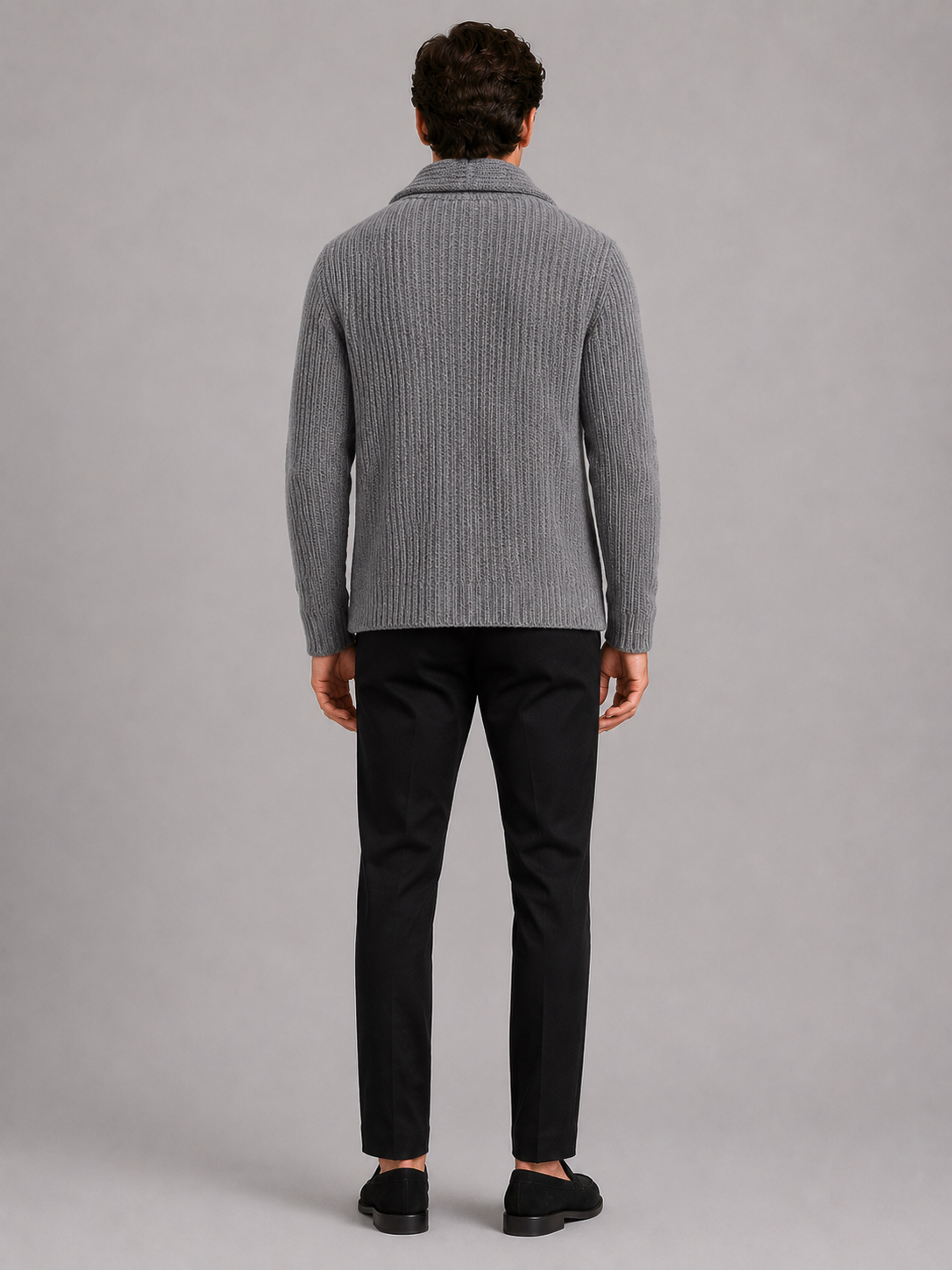 Men’s gray knit sweater coat comfortable fall winter layer for everyday outfits