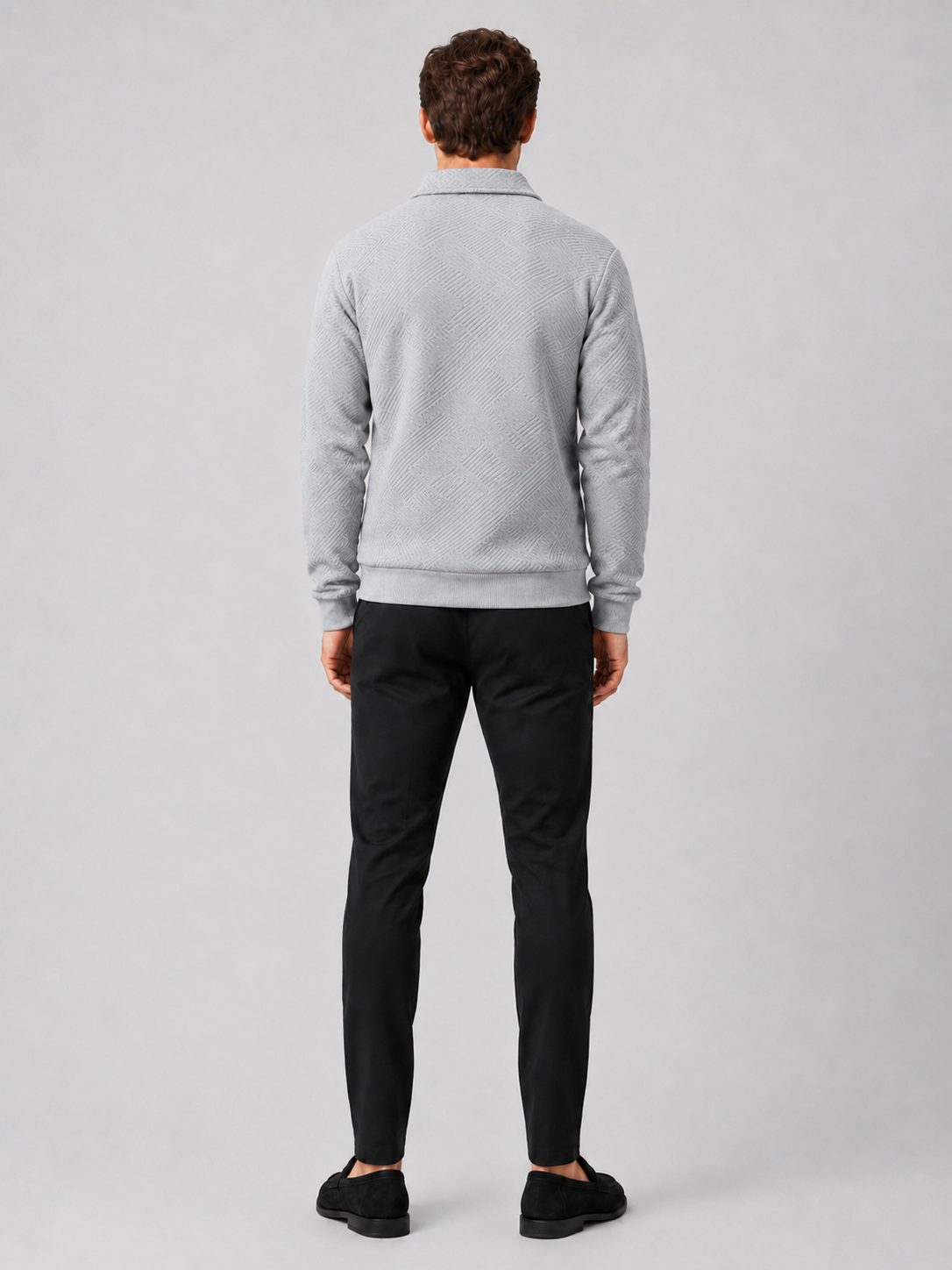 Men’s gray solid color knit sweater comfortable fall layer for casual everyday outfits