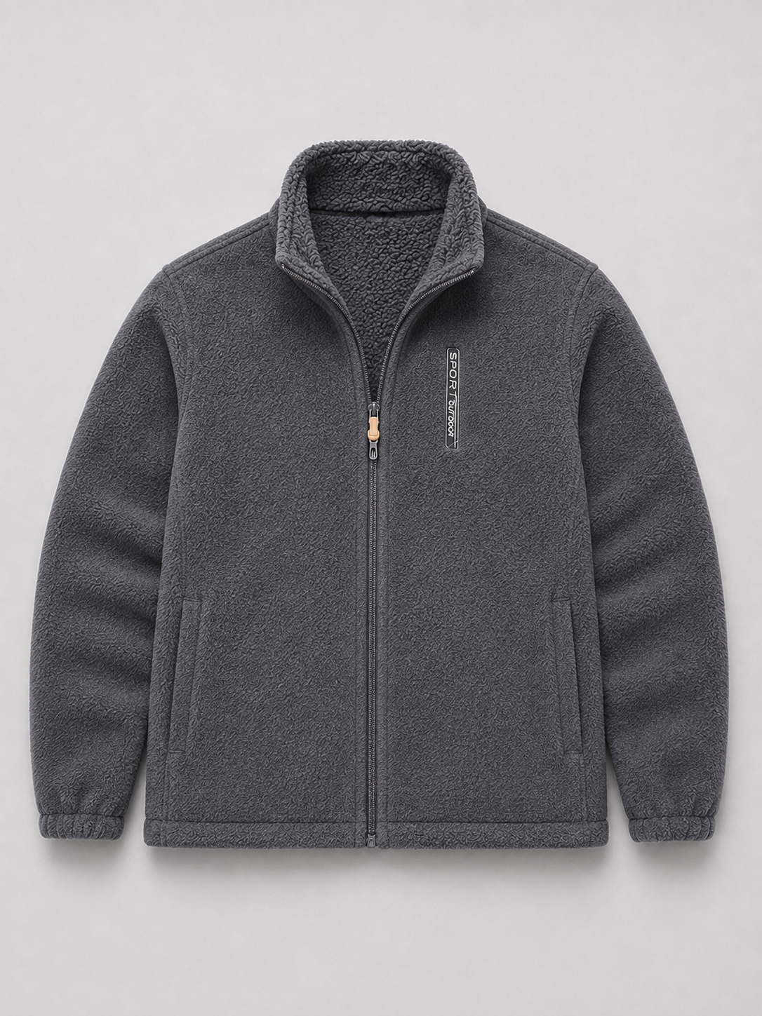 Men’s Polar Fleece Jacket Windproof Full Zip Stand Collar Thick Warm Winter Coat for Hiking and Outdoor Wear