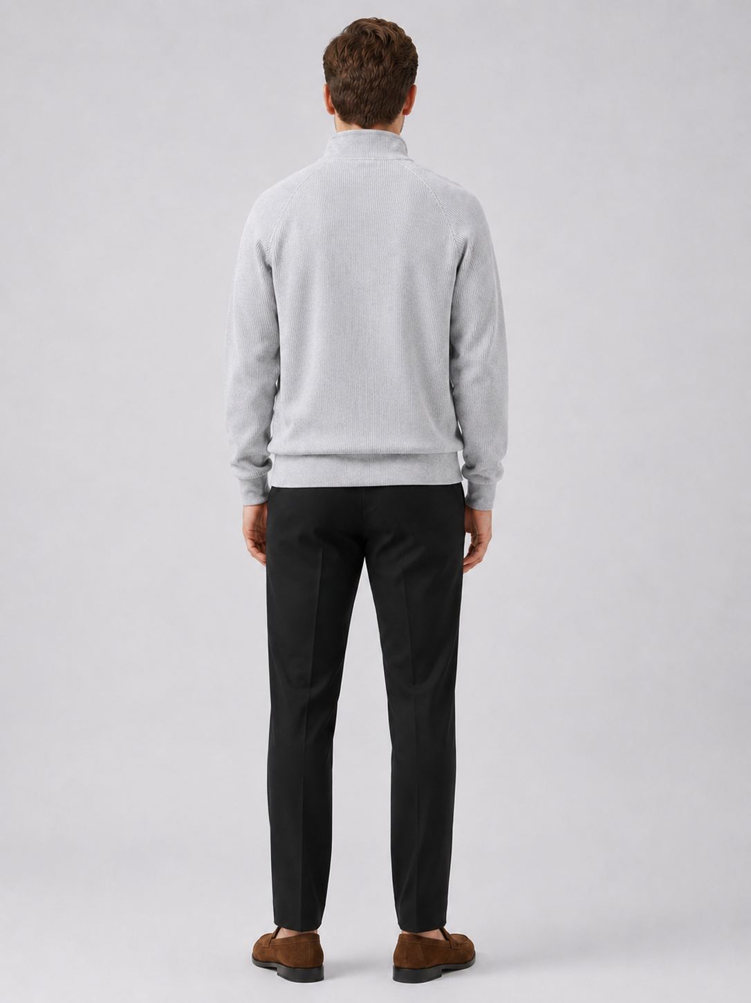 Men’s gray knit sweater comfortable relaxed fit layer for casual and weekend outfits