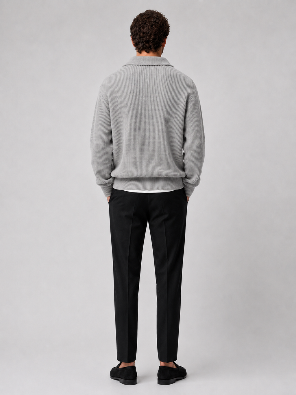 Men’s gray knit quarter zip sweater comfortable relaxed fit top for casual fall outfits