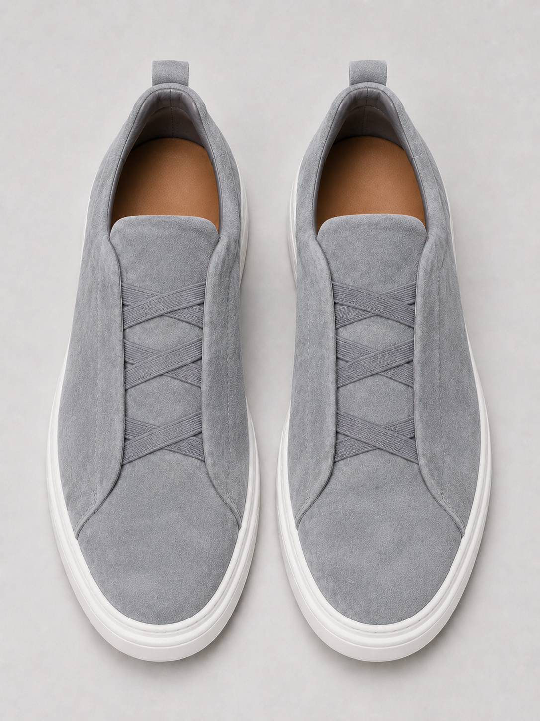 Gray suede slip on sneakers for men breathable casual shoes for travel and summer outfits