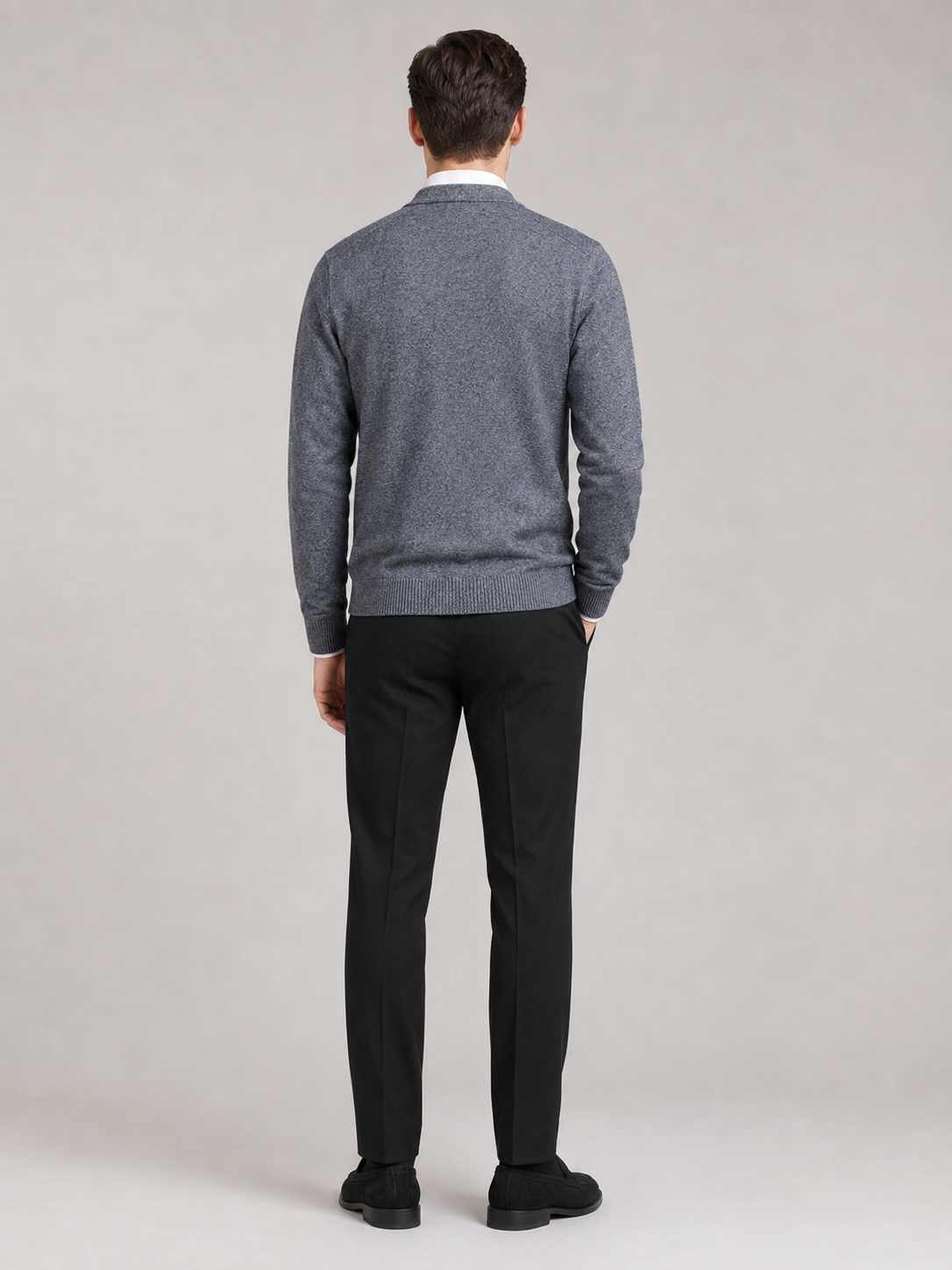 Men’s gray knit cardigan comfortable fall winter sweater for business casual outfits