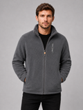 Men’s Polar Fleece Jacket Windproof Full Zip Stand Collar Thick Warm Winter Coat for Hiking and Outdoor Wear