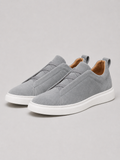 Men’s gray lightweight suede sneakers comfortable slip on footwear for relaxed everyday style