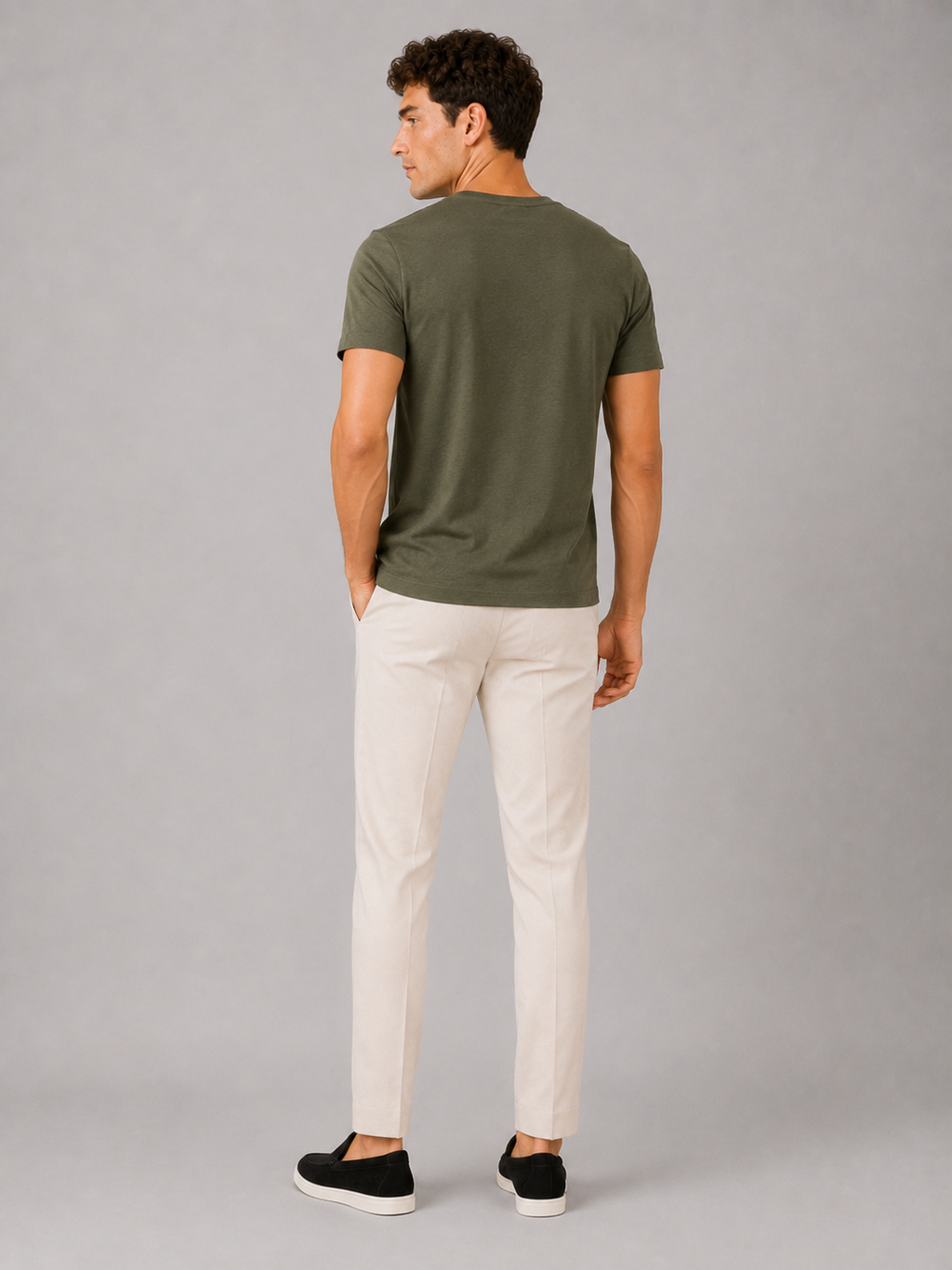 Men’s green short sleeve cotton t shirt soft casual basic for everyday outfits
