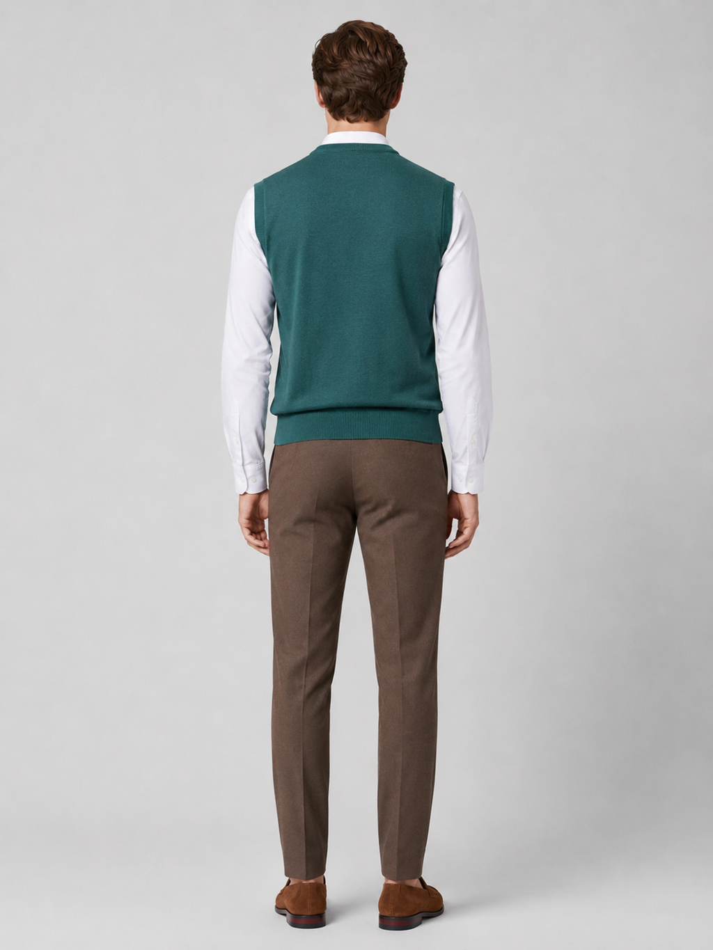 Men’s green lightweight knit sweater vest comfortable sleeveless layer for office and everyday outfits