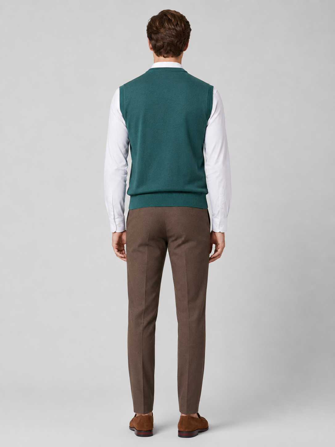 Men’s green lightweight knit sweater vest comfortable sleeveless layer for office and everyday outfits