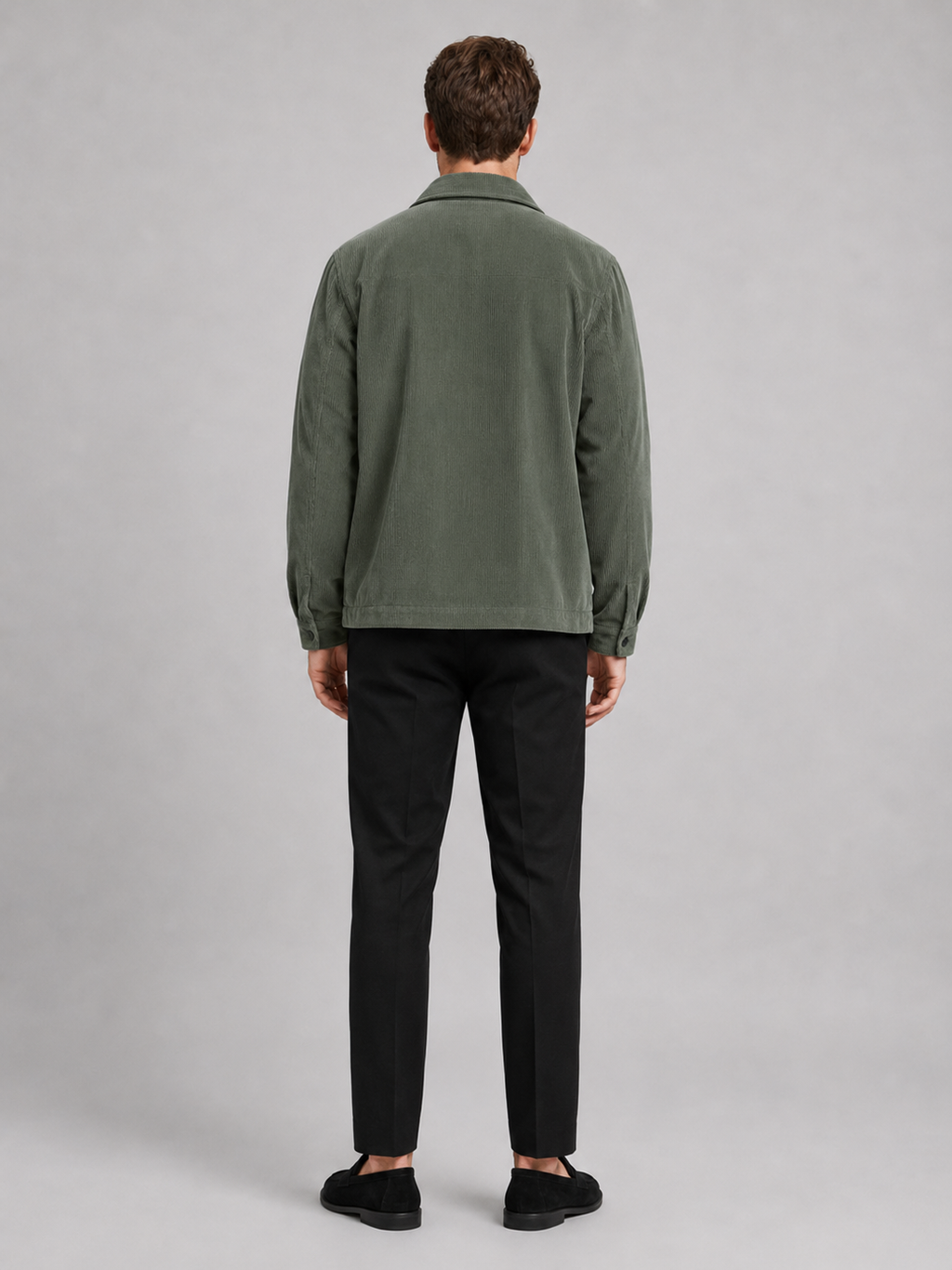 Men’s green corduroy jacket comfortable lightweight outerwear for casual and outdoor outfits