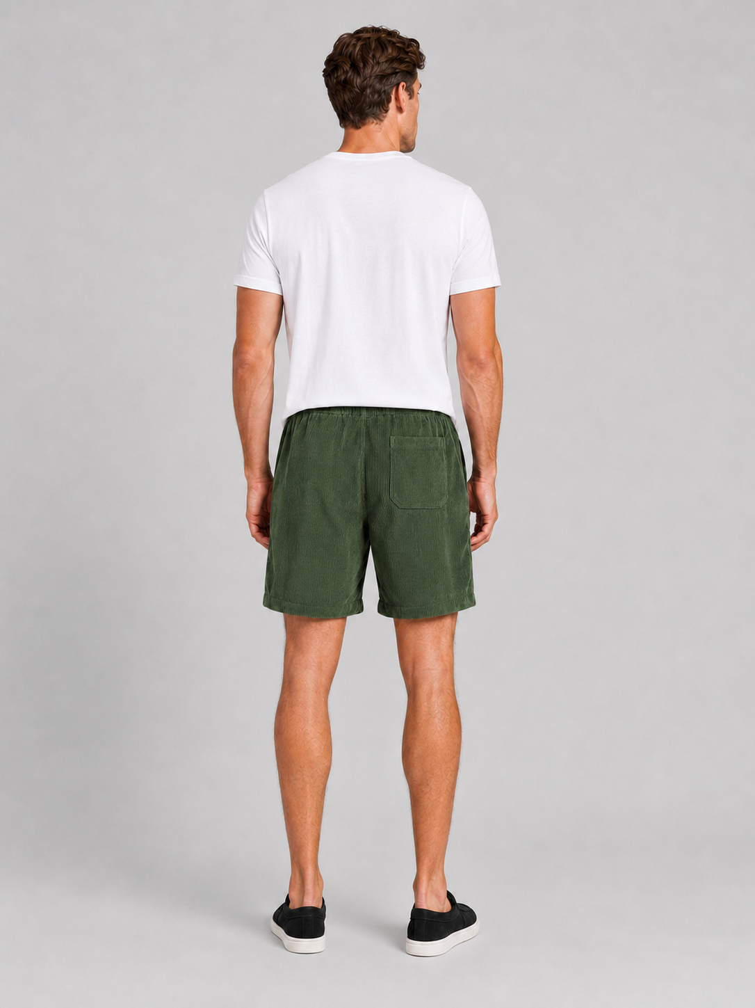 Green corduroy shorts for men loose fit summer bottoms for beach and outdoor wear