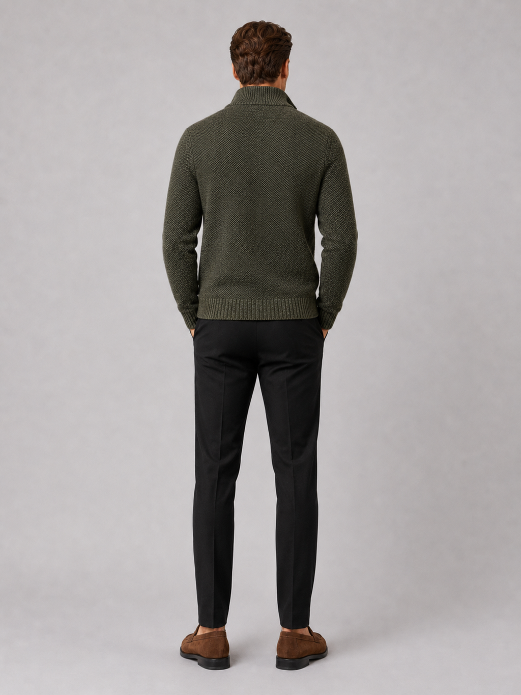 Men’s green fleece knit cardigan comfortable fall winter layer for casual and outdoor outfits