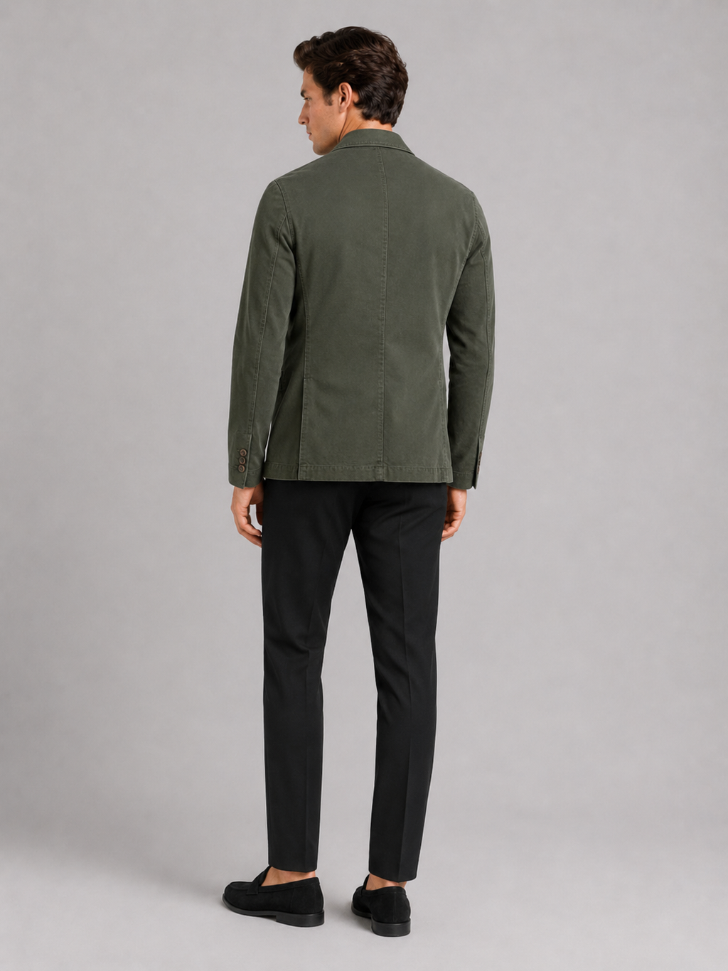 Men’s green washed cotton blazer comfortable business casual jacket for smart everyday outfits