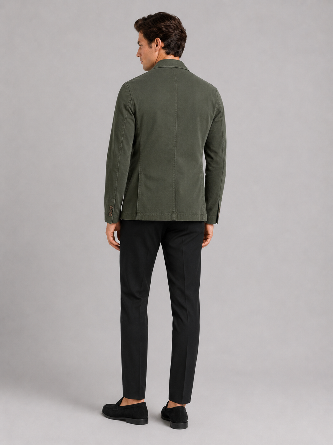 Men’s green washed cotton blazer comfortable business casual jacket for smart everyday outfits
