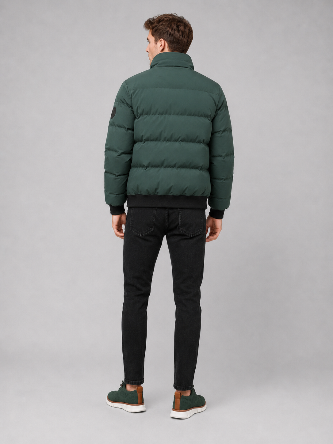 Men’s Puffer Jacket Thick Warm Solid Color Zip-Up Winter Casual Coat for Everyday Wear