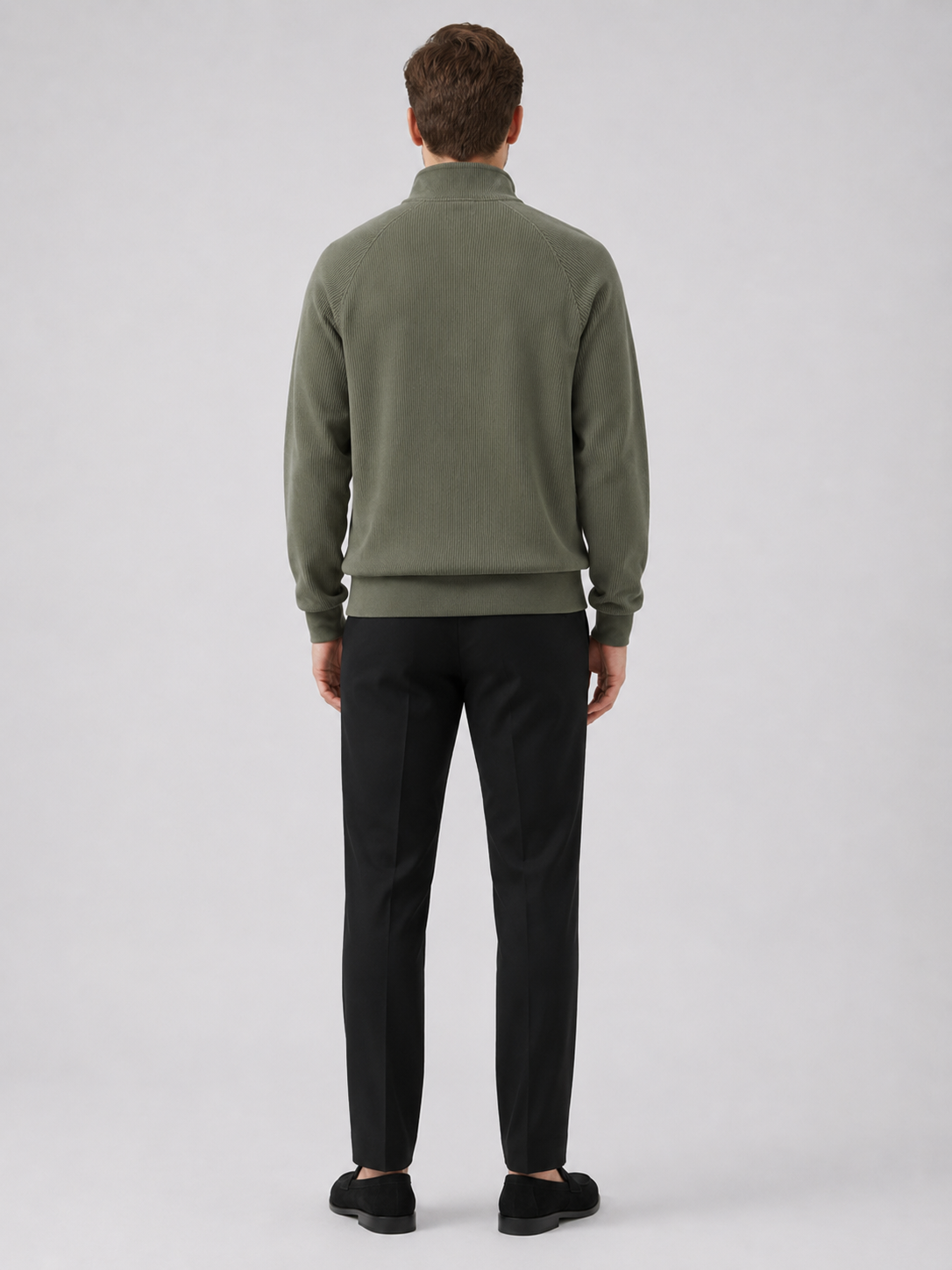 Men’s green knit sweater comfortable relaxed fit layer for casual and weekend outfits
