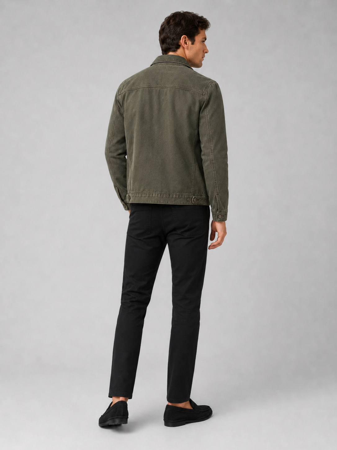 Men’s green casual fall jacket comfortable cotton layer for relaxed everyday outfits