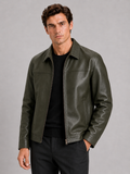 Men’s Leather Flight Jacket Zip-Up Loose Fit Spring Fall Jacket for Everyday and Streetwear