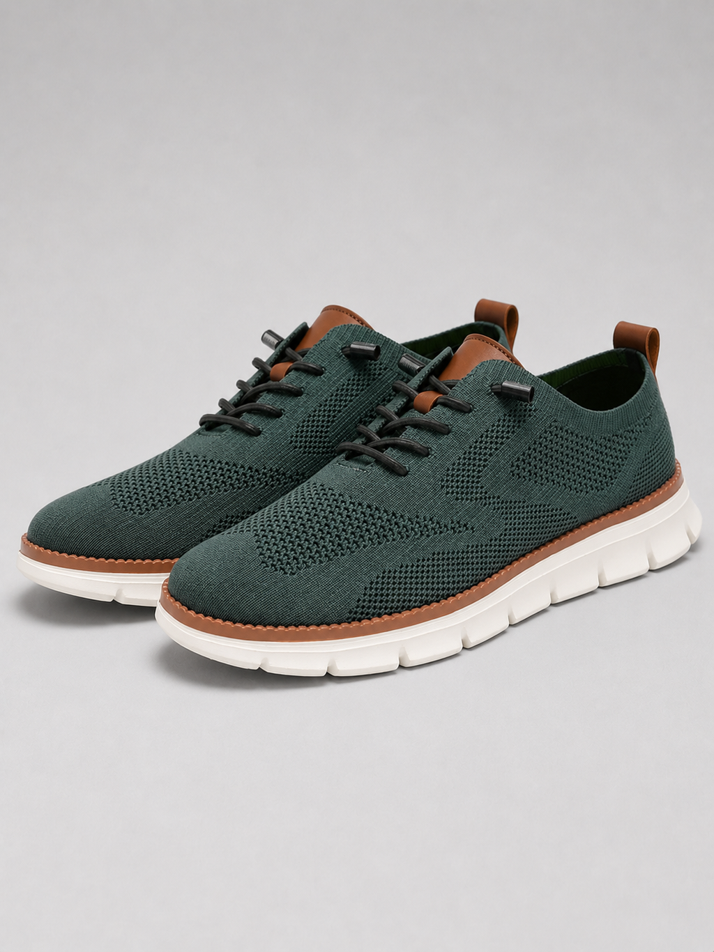 Men wearing green mesh sneakers lightweight breathable lace up summer casual shoes