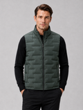 Men wearing green white duck down vest stand collar windproof waterproof lightweight winter casual style