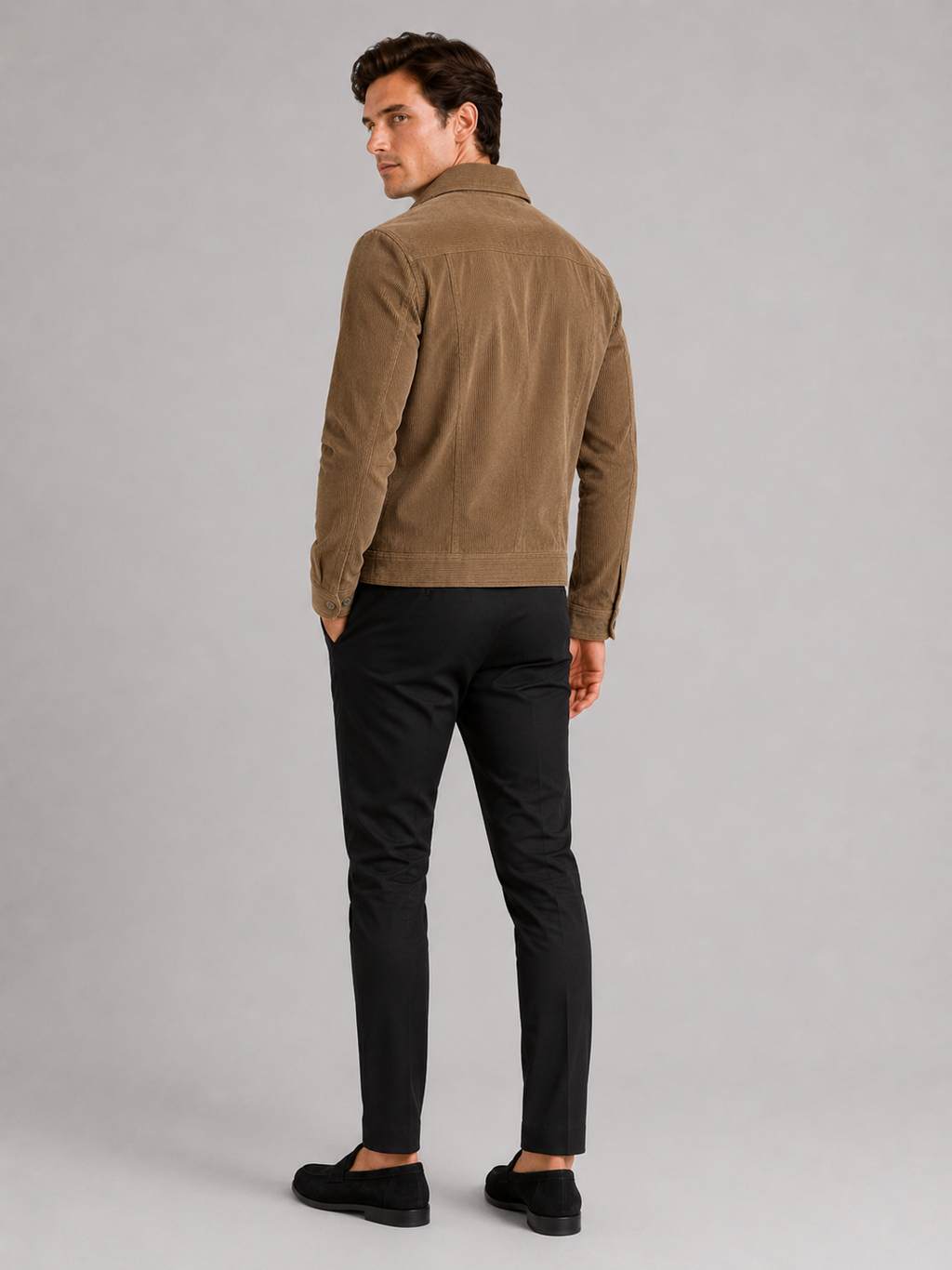 Men’s khaki slim fit corduroy jacket comfortable casual layer for classic outfits