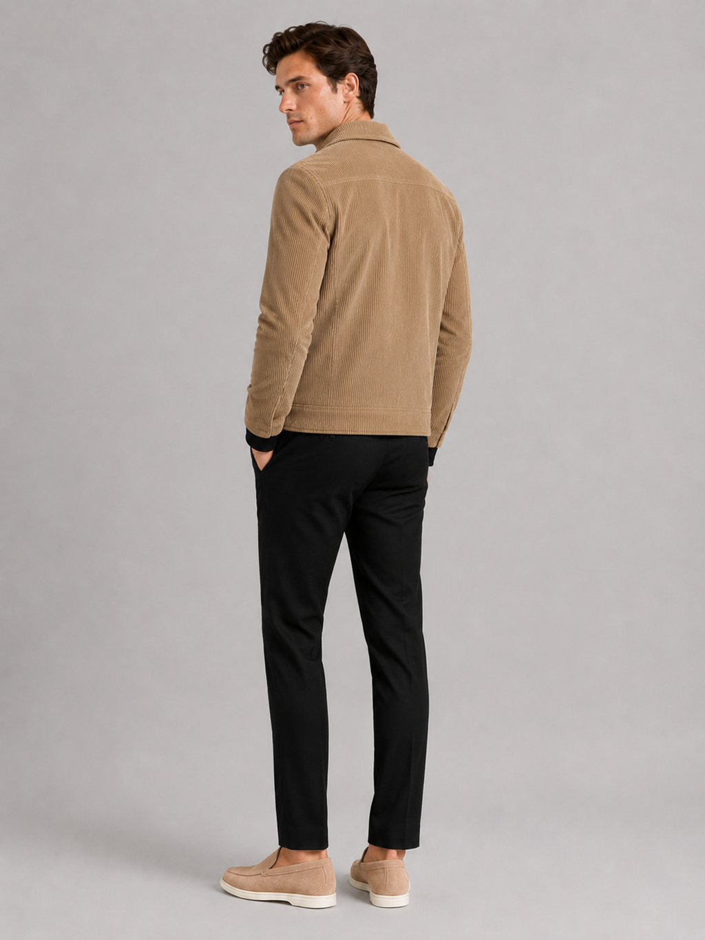 Men’s khaki thick corduroy fall jacket comfortable casual coat for everyday outfits