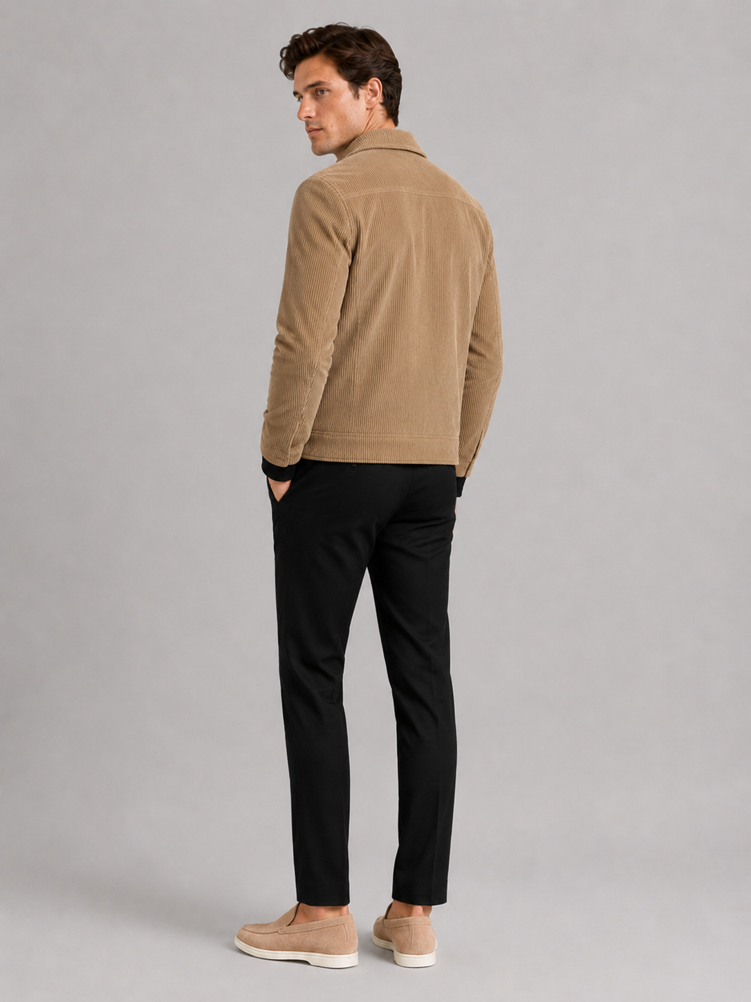 Men’s khaki thick corduroy fall jacket comfortable casual coat for everyday outfits