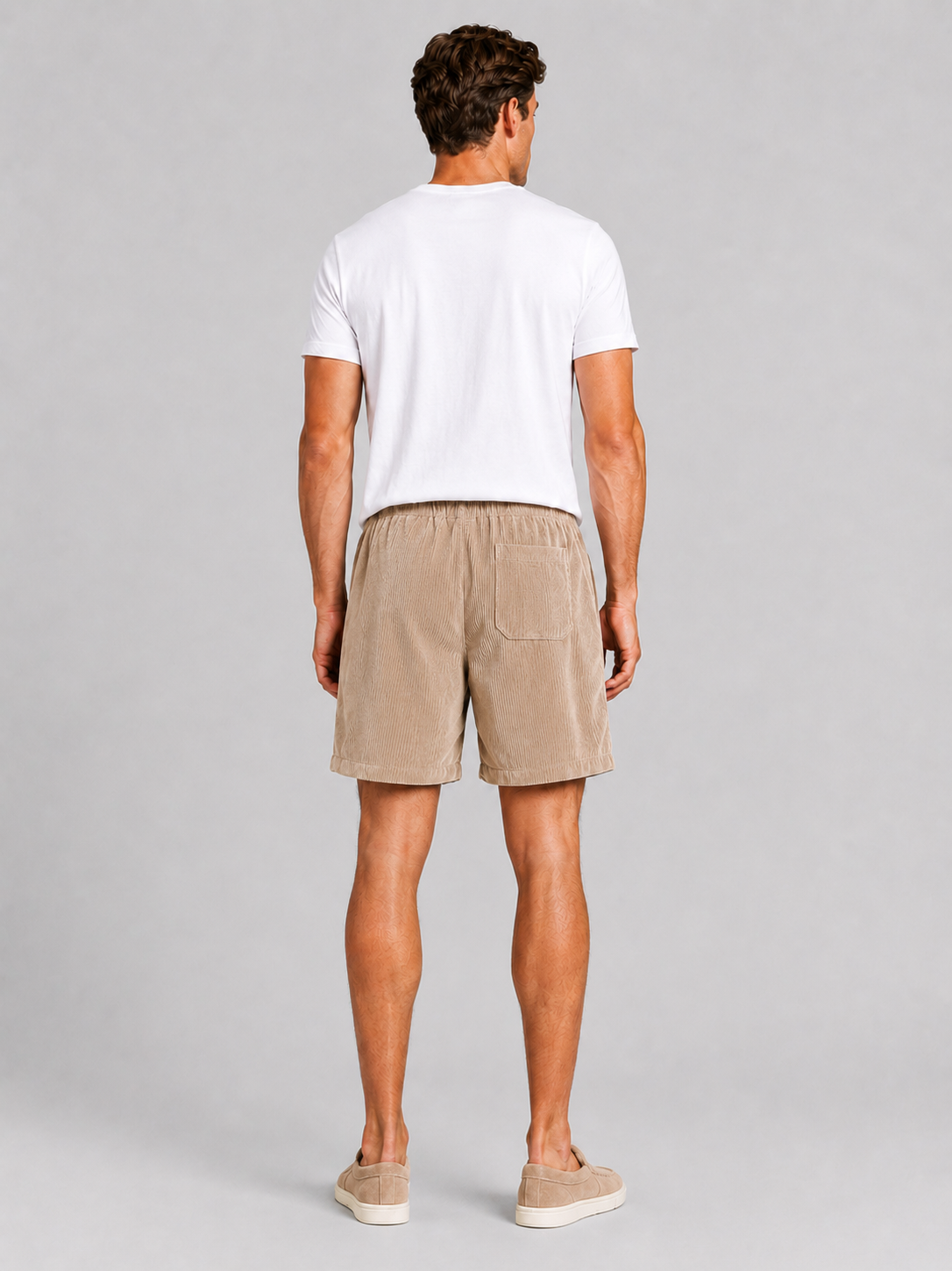 Khaki corduroy shorts for men loose fit summer bottoms for beach and outdoor wear