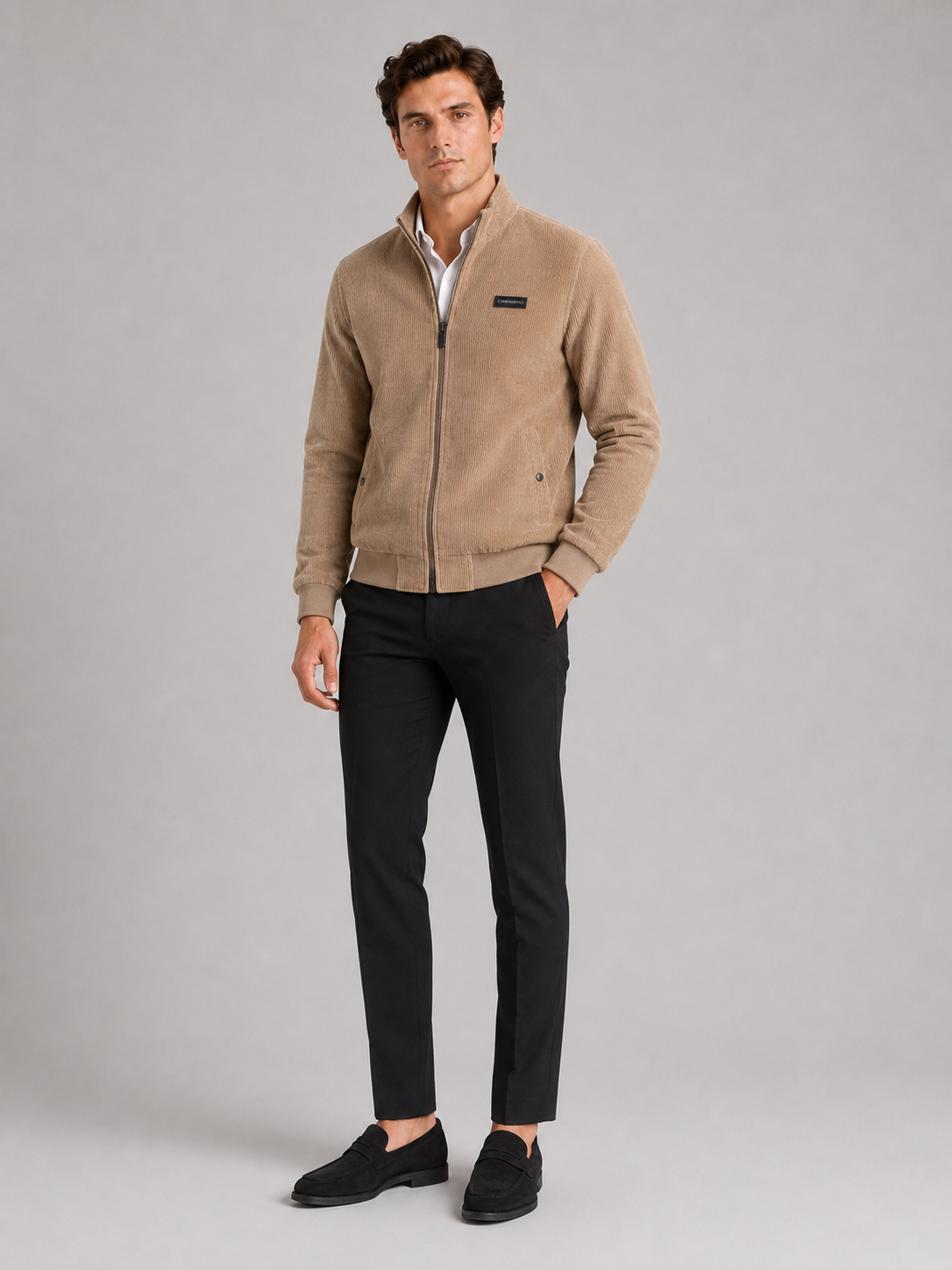 Men’s Corduroy Workwear Fall Jacket Cotton Padded Lightweight Fall Casual Coat for Everyday and Outdoor Wear