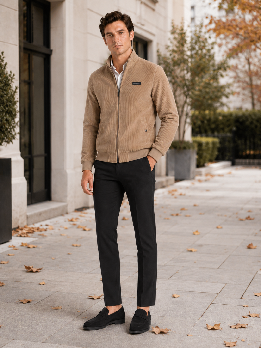 Men’s Corduroy Workwear Fall Jacket Cotton Padded Lightweight Fall Casual Coat for Everyday and Outdoor Wear