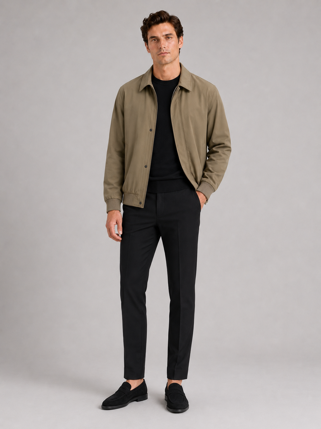 Khaki lapel jacket for men lightweight spring fall coat for everyday and business casual wear